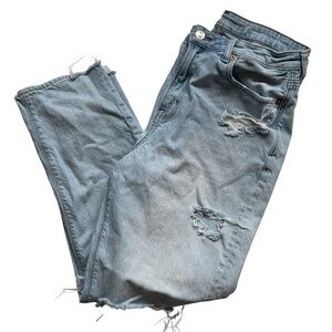 AE American Eagle Outfitters Distressed High Rise Ripped Cropped Jeans